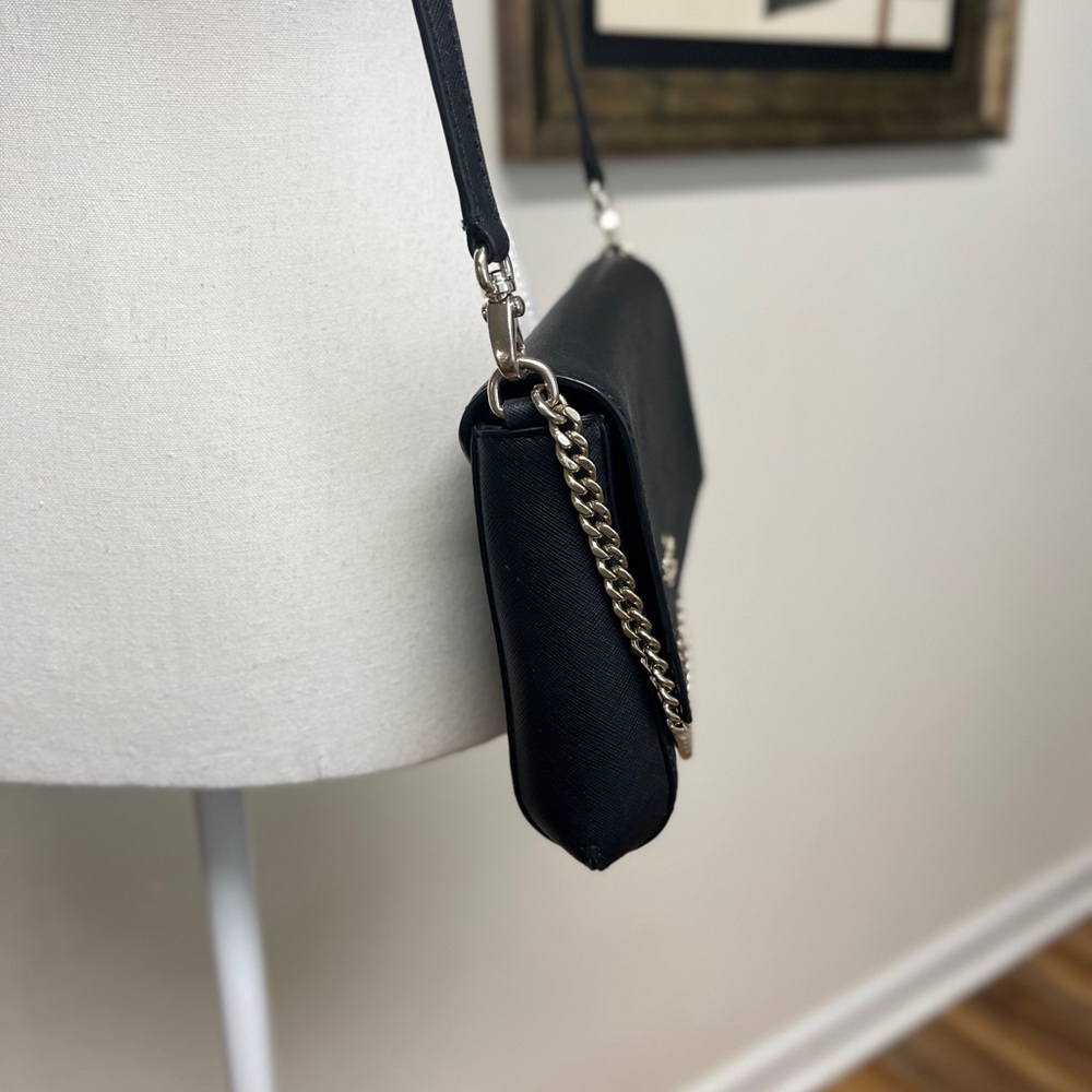 Kate Spade Black Crossbody, EUC with silver tone Chain Strap/ hardware. - Picture 4 of 15